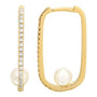 14k Yellow Gold Pearl Hoop Earrings