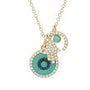 14k Yellow Gold Turquoise Charm Necklace