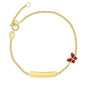 14k Gold 5"- 6" Engravable Pink Butterfly Girls Bracelet