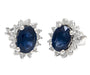 White Gold Fashion Oval Prong Sapphire Earrings