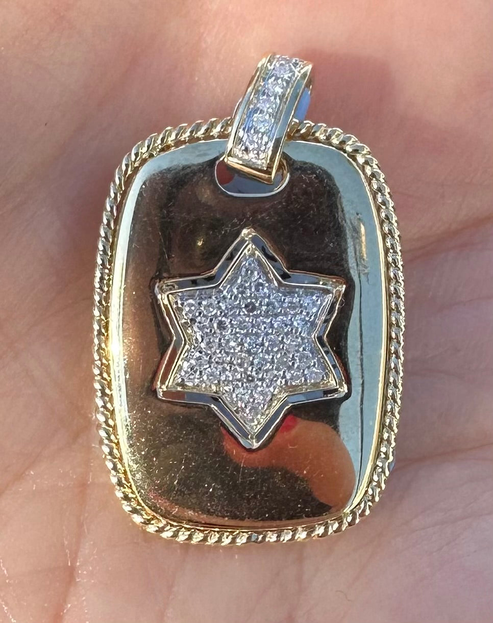 Yellow gold Star of David diamond Charm