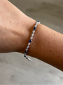 14k White Gold Pear Pave Diamond and Blue Sapphire Tennis Bracelet
