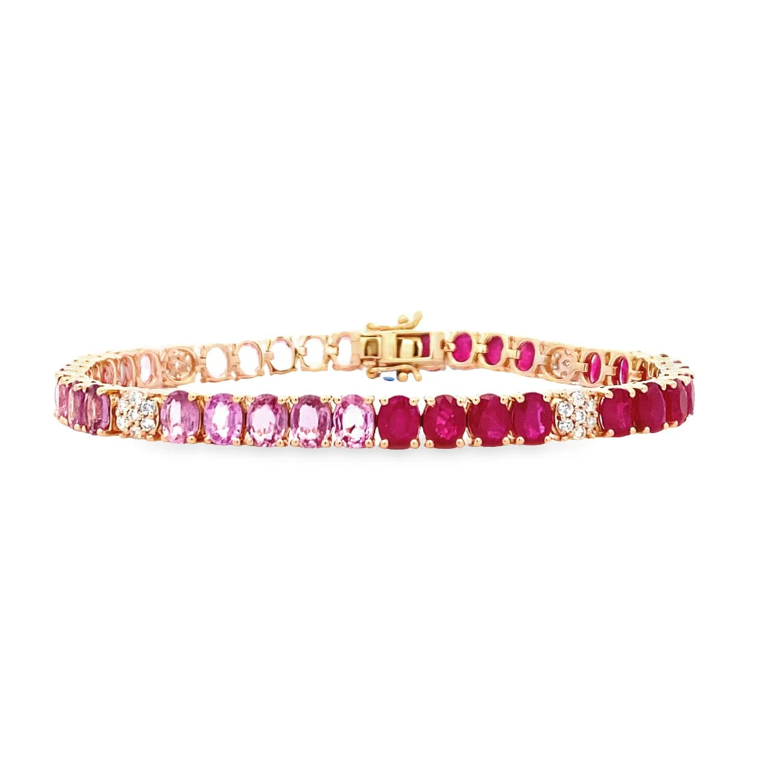 Large Pink Sapphire and Ruby Tennis Bracelet
