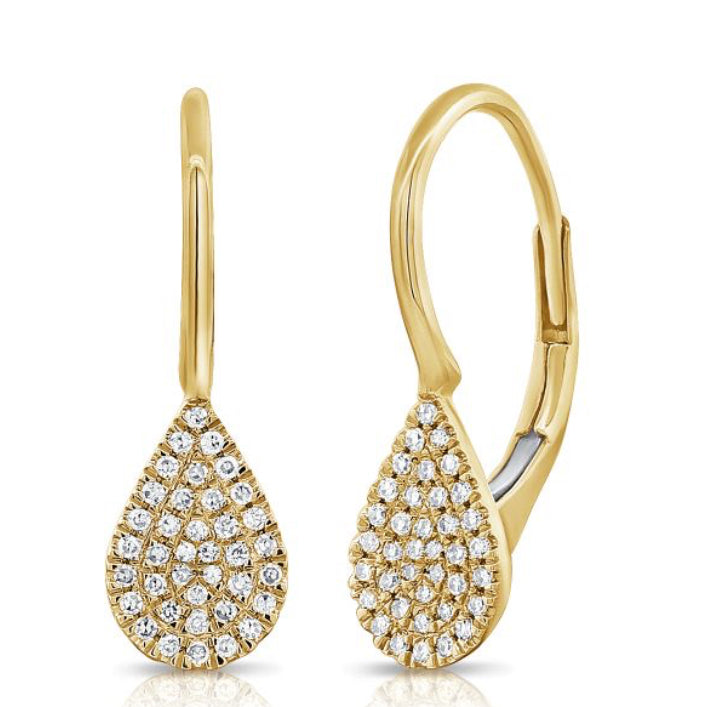 YELLOW GOLD TEARDROP LEVERBACK EARRING