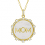 14k Yellow Gold Sapphire Crystal Mom Necklace