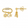 14k Yellow Gold Diamond Charm Earrings
