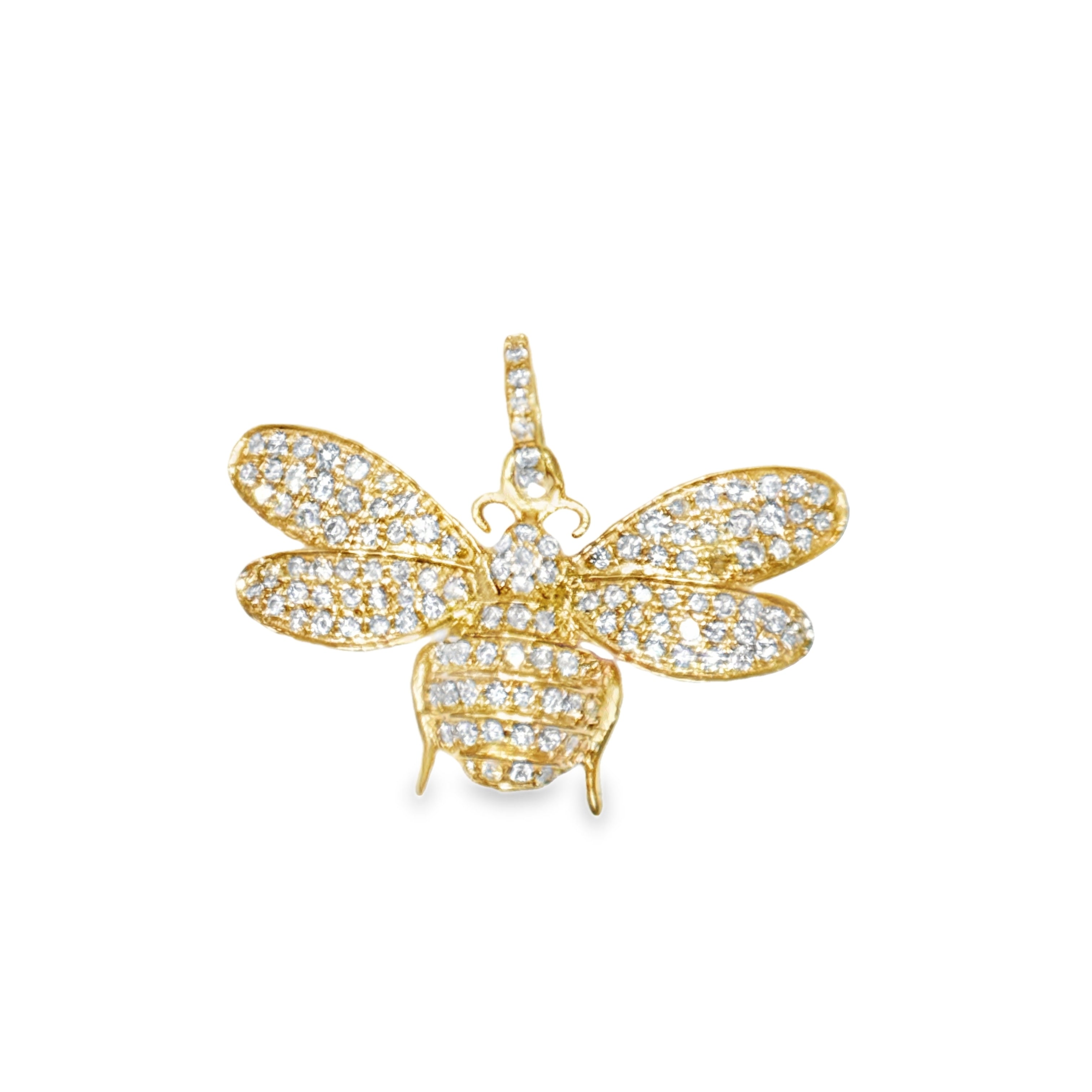 14k Yellow Gold Diamond Bee Charm