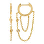 14k Yellow Gold Diamond Chain Huggie Earrings
