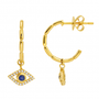 14k Yellow Gold Eveil Eye Diamond J Hoop Earrings
