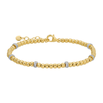 14k Yellow Gold Bead Chain Diamond Bracelet