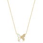 14k Gold Diamond & Mother of Pearl Butterfly Necklace