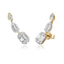 Triple Stone Bezel Crawler Earrings
