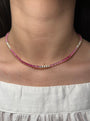 Pink Sapphire Ombré and Diamond Tennis Necklace