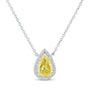 Halo Pear Shaped Yellow Diamond Pendant