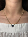 14K Yellow Gold Cuban Chain with Oval Sapphire Pendant