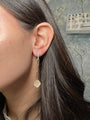 Paperclip Drop Earring with Brushed Gold Clover