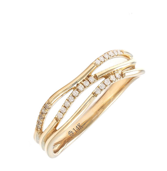 Yellow Gold Single Micro Pave Diamond Ring