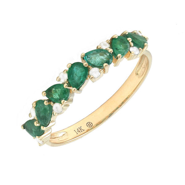 Yellow Gold Fashion Pear Prong Emerald Ring