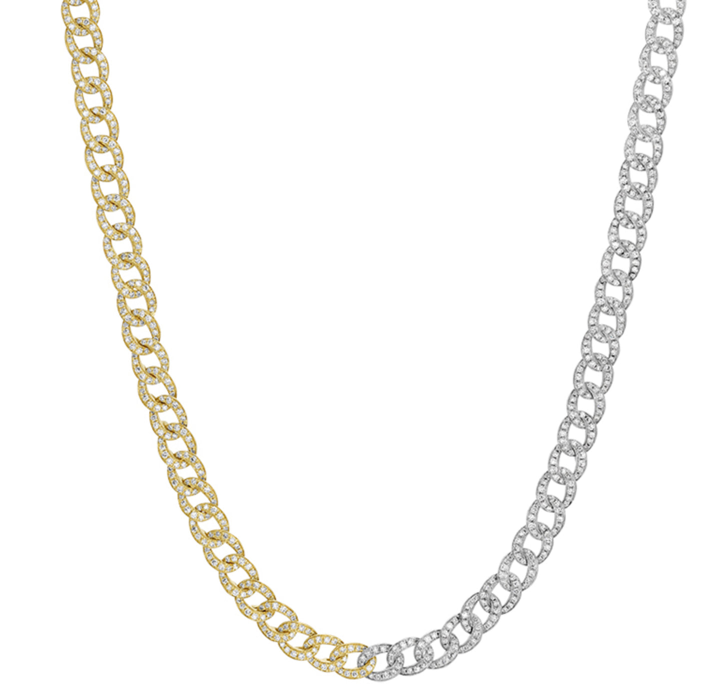 14k Two Tone Link Diamond Necklace