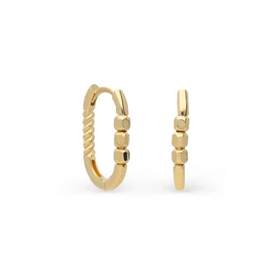 14k Yellow Gold twist oval huggie
