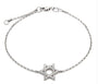 14k White Gold Jewish Star Single Prong Diamond Bracelet