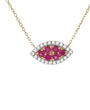 Yellow Gold Fashion Round Prong Ruby Necklace