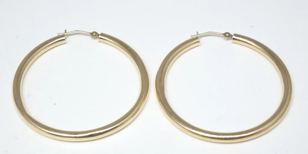 14k Yellow Gold 3/4 inch Thin Hoop
