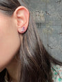 Amethyst and Diamond Leaf Earring