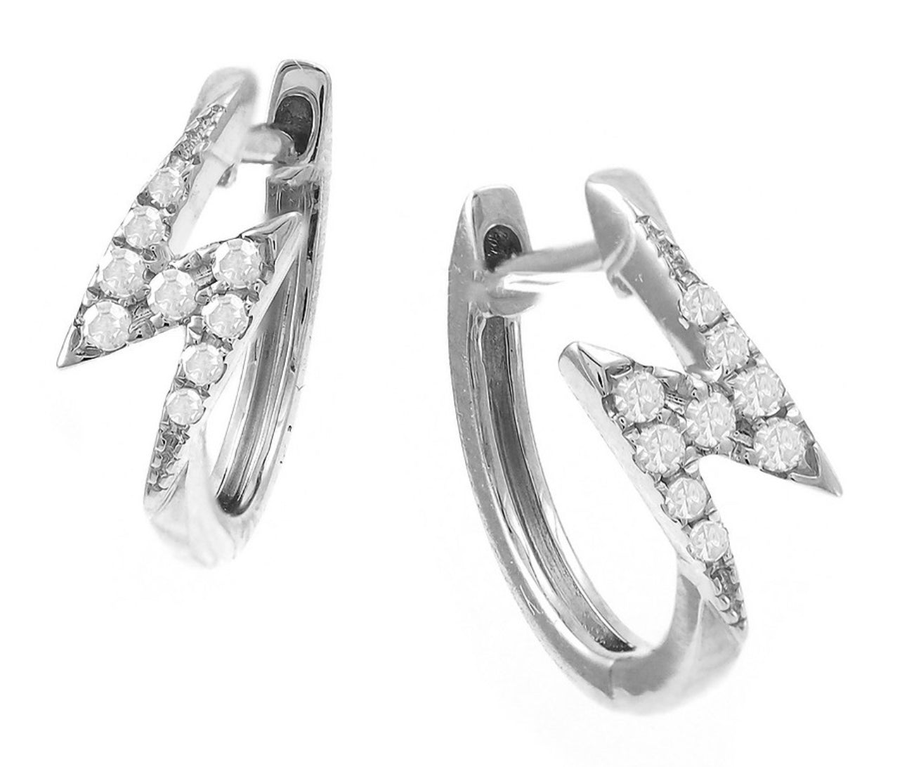 White Gold Huggie Pave Diamond Earrings