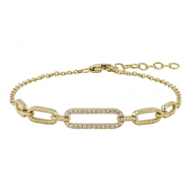 14k Yellow Gold Diamond Chain Link Bracelet