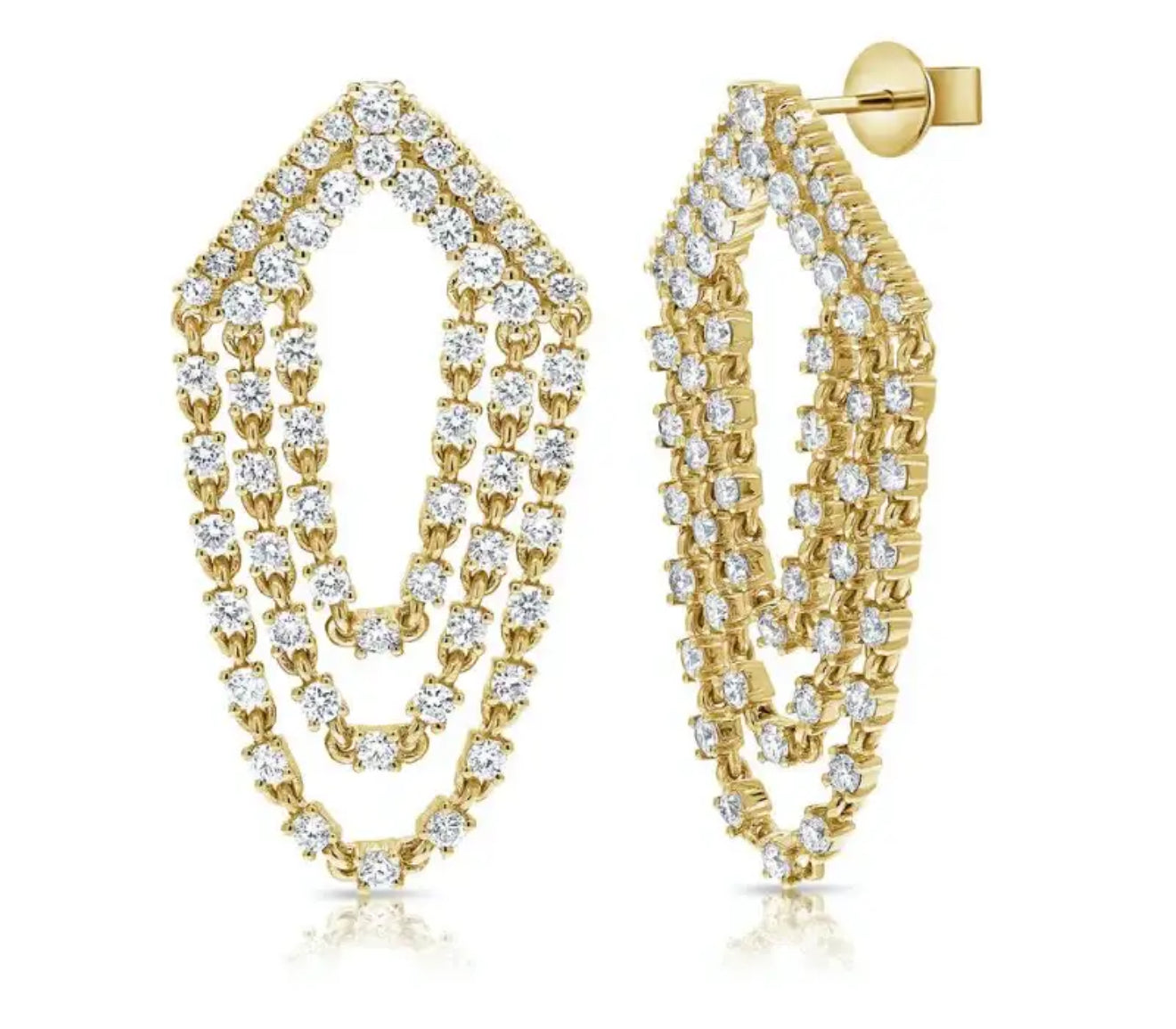 14k Yellow Gold and Diamond Chandelier Earrings