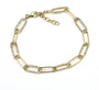 Yellow Gold Paper Clip Single Micro Pave Diamond Bracelet