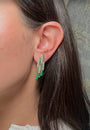 14k Gold Diamond Emerald Hanging Statement Earrings