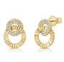 .15CT DIAMOND LINK CIRCLE FLUTED STUD EARRINGS