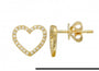 14k Yellow Gold Open Heart Diamond Stud Earrings