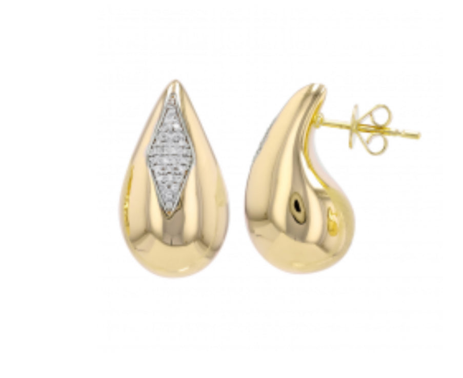 14k Yellow Gold Pear Shape Diamond Earrings