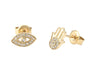 Yellow Gold Religious Single Micro Pave Diamond Earrings
