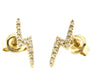 Yellow Gold Lighting Single Micro Pave Diamond Earrings