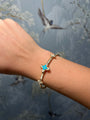 14K Yellow Gold Tobago Bangle with Turquoise and Diamond Flower
