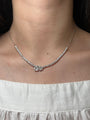 14k Gold Double Stone Heart and Emerald Tennis Necklace