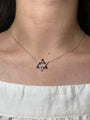 14k White Gold Ruby and Diamond Magen David Necklace