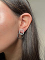 Black and White Diamond Circle Earrings