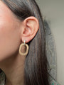 Yellow Brushed Gold Drop Earrings