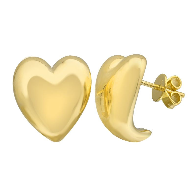 14k Gold Puffy Heart Earrings