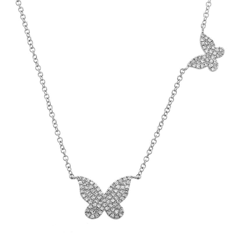 14k Yellow Gold Diamond Butterfly Necklace