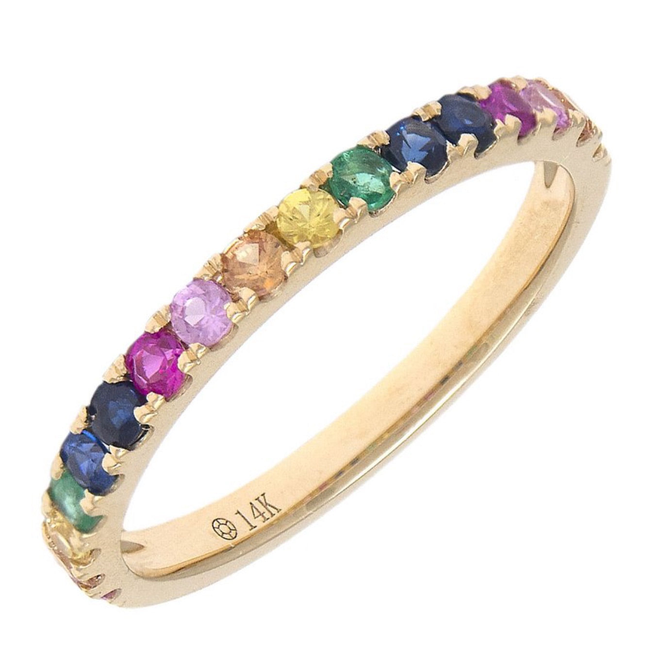 14k Half Rainbow Diamond Ring
