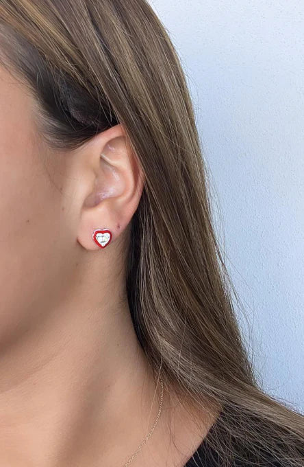 14k Gold Diamond Relly Heart Studs