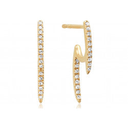 14k Front & Back Diamond Stick Earrings