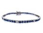 14k White Gold Dark Blue Sapphire and Diamond Tennis Bracelet