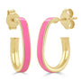 14k Pink Enamel Oval Hoops